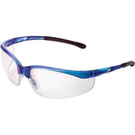 GLOBAL INDUSTRIAL Half Frame Safety Glasses, Anti-Fog, Clear Lens, Blue Frame 708403CL
